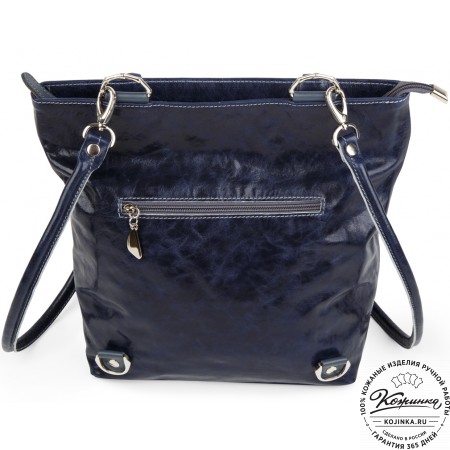 Женская кожаная сумка-рюкзак "Валентино" (синяя)